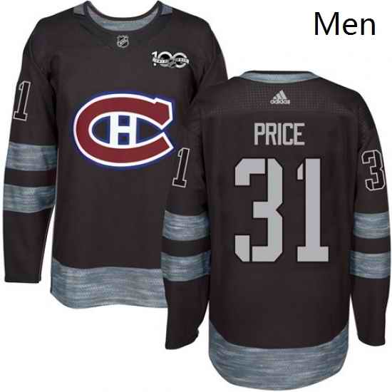 Mens Adidas Montreal Canadiens 31 Carey Price Premier Black 1917 2017 100th Anniversary NHL Jersey